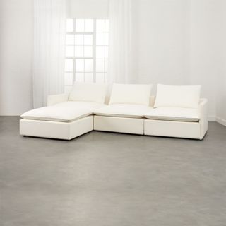 CB2 + Lumin White Linen 4-Piece Sectional Sofa