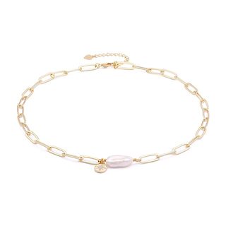 Aobei Pearl + Chain Lava Bead Pendant Necklace