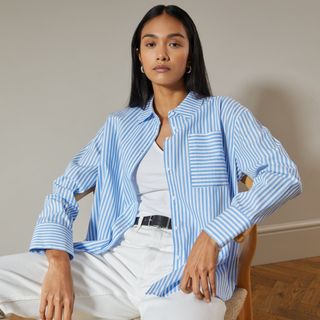 Albaray + Blue White Stripe Organic Cotton Shirt