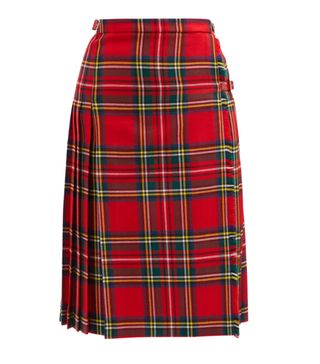 Molly Goddard + Aria tartan-wool midi kilt skirt