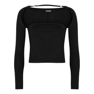 Jacquemus + Le T-Shirt Lucciu Black Cut-Out Jersey Top