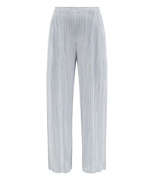 Pleats Please Issey Miyake + Pinstripe-Effect Technical-Pleated Trousers