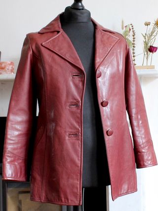 VIntage + 70's Maroon Leather Coat