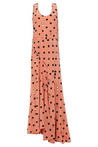 Tory Burch + Peach Embellished Polka Dot Maxi Dress