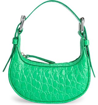 BY FAR + Mini Soho Croc Embossed Leather Top Handle Bag