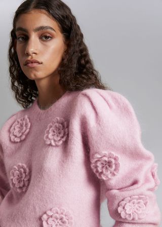 & Other Stories + Rose-Appliqué Knit Jumper