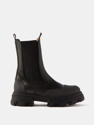 Ganni + Chunky Leather Chelsea Boots