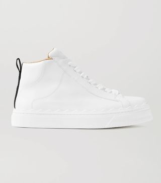 Chloé + Lauren Scalloped Leather High-Top Sneakers