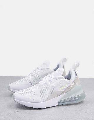 Nike + Air Max 270 Trainers in White and Pastel Green