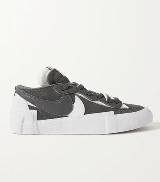 Nike + + Sacai Blazer Low Suede and Leather Sneakers