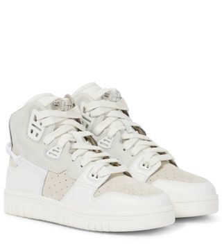 ACNE + Suede-Panel Leather High-Top Sneakers