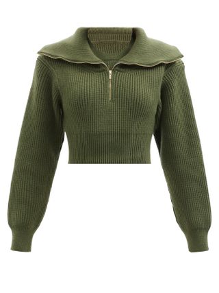 Jacquemus + Risoul Sailor-Collar Wool Cropped Sweater