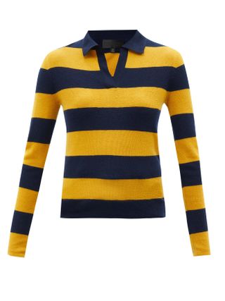 Nili Lotan + Lucille Rugby-Stripe Cashmere Sweater