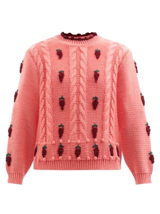 Shrimps + Linden Wool-Blend Cable-Knit Sweater