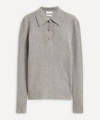 Ganni + Recycled Wool-Mix Polo-Knit