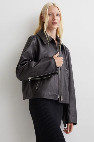 H&M + Boxy Leather Jacket