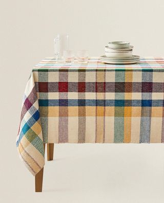Zara Home + Check Cotton Tablecloth
