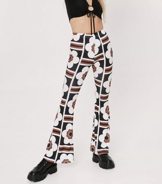 Nasty Gal + Giant Floral Print Flare Pants