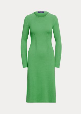 Ralph Lauren + Silk-Blend Long-Sleeve Jumper Day Dress
