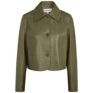 Loewe + Army Green Leather Jacket
