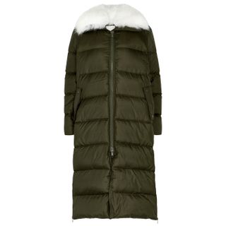 Yves Salomon + Army Green Quilted Shell Coat