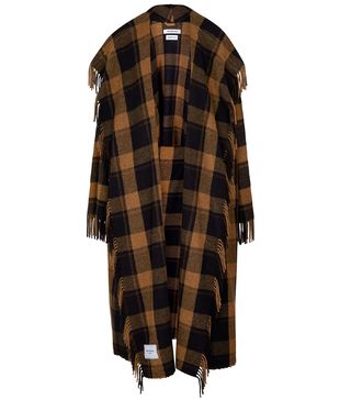 Balenciaga + Checked Wool-Blend Blanket Coat