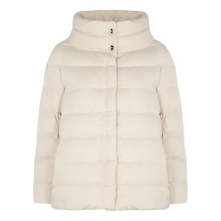 Herno + Eolo Cream Quilted Faux Suede Jacket