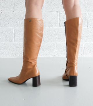 Vintage + Orange Leather Boots