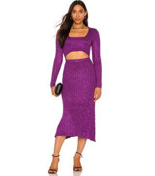Afrm + Skye Dress in Marled Purple