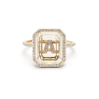 Mateo + Initials Diamond, Quartz & 14kt Gold Ring