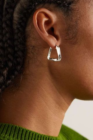 Bottega Veneta + Twist Medium Silver-Tone Hoop Earrings