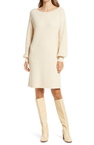 Halogen + Puff Sleeve Sweater Dress