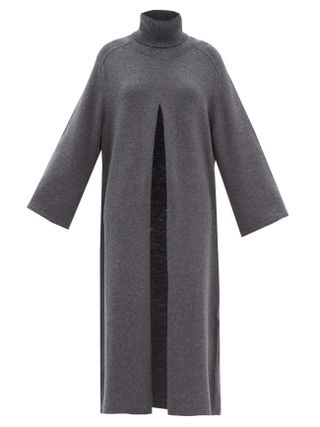 Joseph + Viviane Roll-Neck Cutout Open-Front Wool Dress