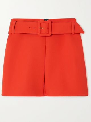 Versace + Belted Crepe Mini Skirt