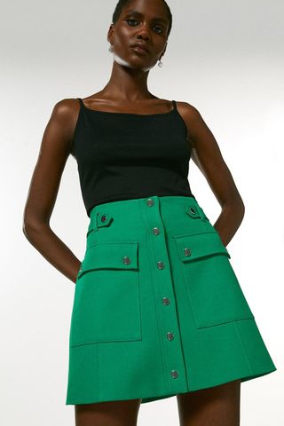 Karen Millen + Popper Detail a Line Skirt