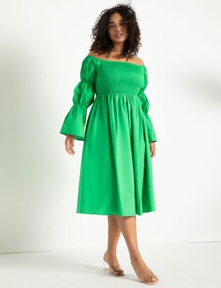 Eloquii + Off the Shoulder Dress With Puff Sleeves
