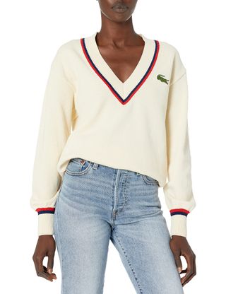 Lacoste + Long Sleeve Made in France V-Neck Sweater