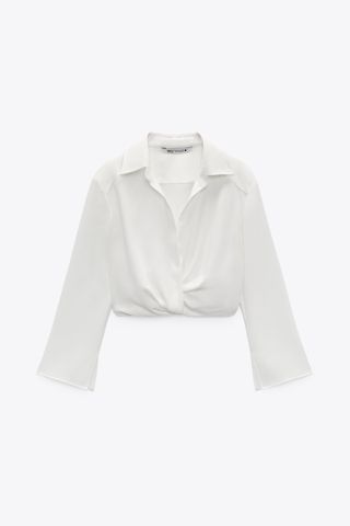 Zara + Pleated Cropped Shirt