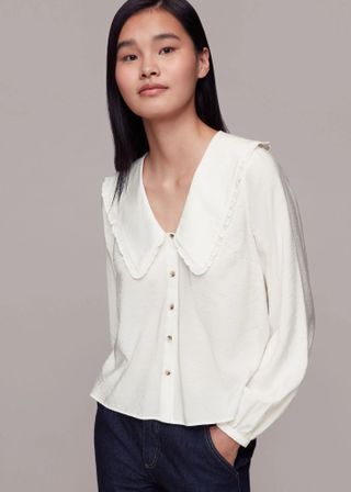 Whistles + Oversized Collar Detail Top