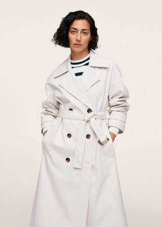 Mango + Oversize Leather-Effect Trench Coat