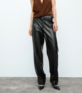 Zara + Full Length Faux Leather Pants
