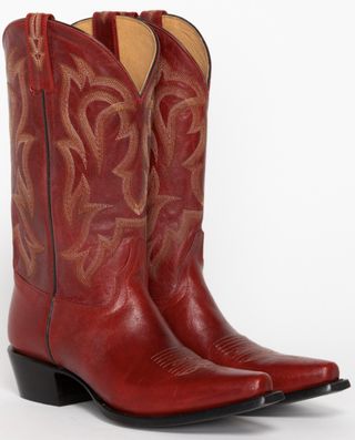 Shyanne + Red Leather Snip Toe Western Boots
