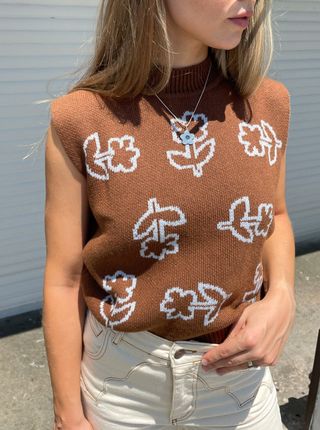 Mundaka + Dancing Flowers Knit Sweater Vest