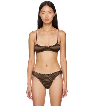 Soft and Wet + Exclusive Brown Frilled Bra