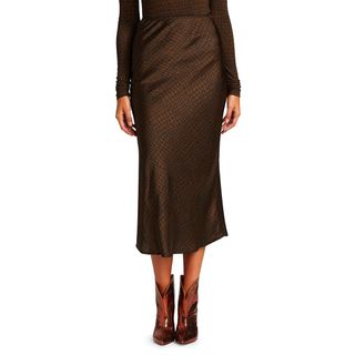 Andamane + Bella Printed Satin Midi Slip Skirt