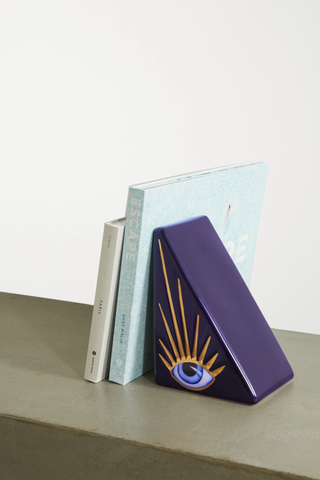 L'Objet + + Lito Porcelain, Gold-Plated, and Resin Bookend