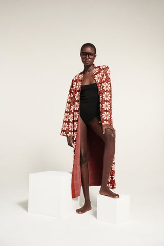 Zara + Longline Jacquard Coat Special Edition