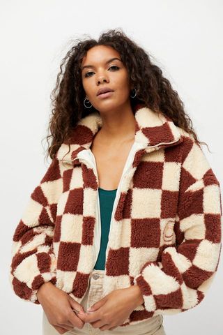 Urban Outfitters + Checkerboard Sherpa Fleece Jacket