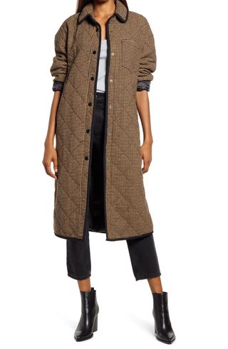 Treasure 
Bond + Houndstooth Quilted Long Coat