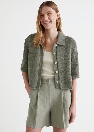 & Other Stories + Boxy Collared Knit Cardigan